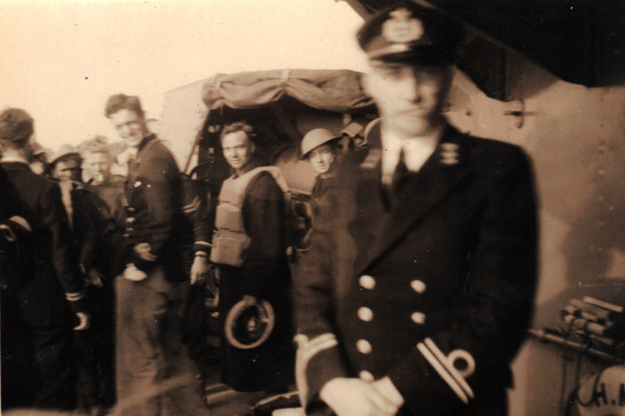 Dutch naval officers and Cdr Goodenough's demolition party aboard HMS Venomous, 20 May 1940