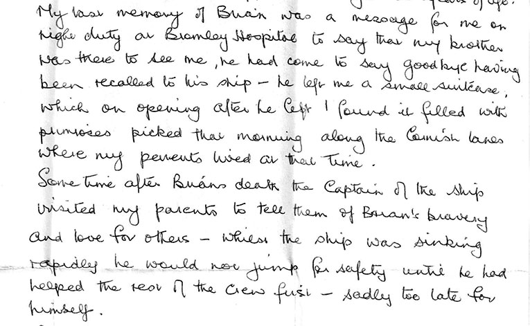 An extract from the tribute to her brother Brian written by Rurth Moss in 199