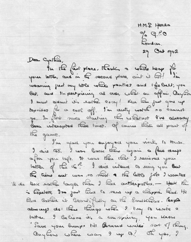 Letter to Cynthia from Brian Shaw, 29 October 1942