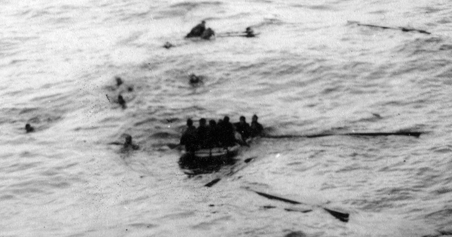 Hecla survivors at dawn on 12 November 1942