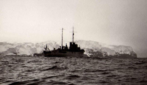 HMS MIlford off Bouvet Island, 1933