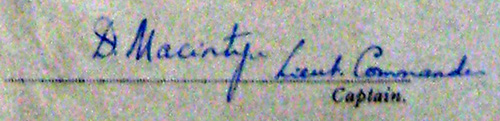 Lt Cdr Donald Macintyre - signature (1939)