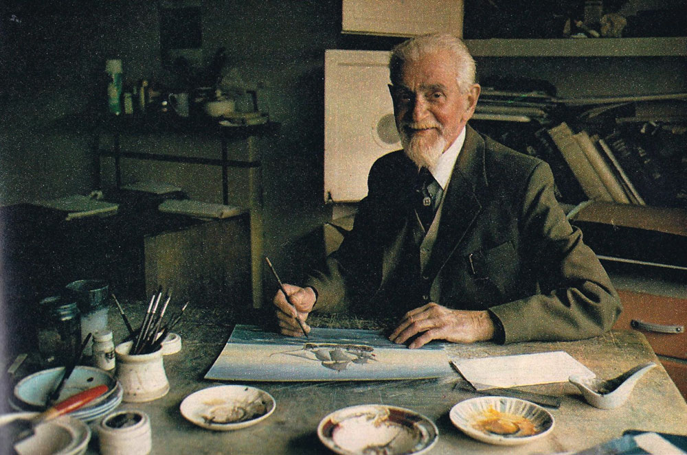 Eric Tufnell at home in his studio, c1975