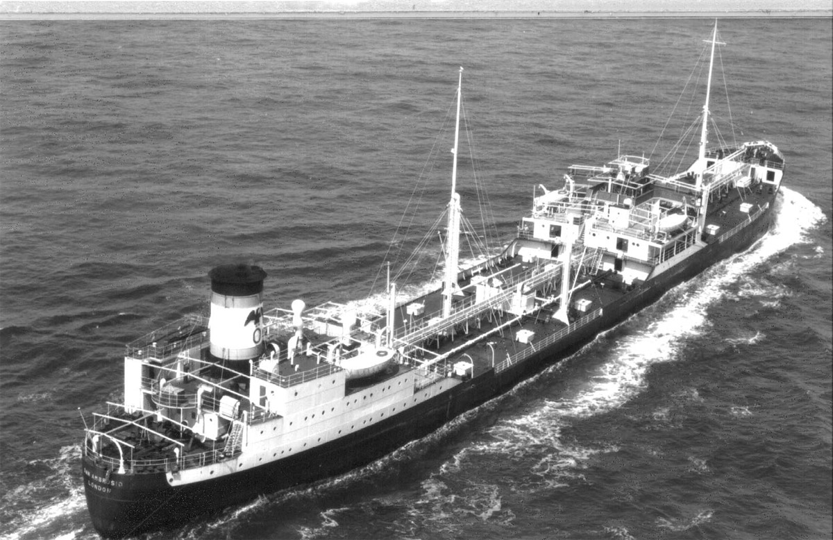MV San Ambrosio, an Eaglke Oil tanker chartered by the Admiralty as an Escort Oiler