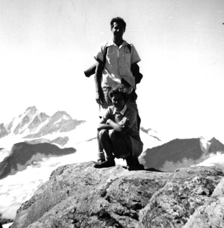 Karel Dahmen and wife on the summit of thed Kitzstein Horn, Austria, 1952.