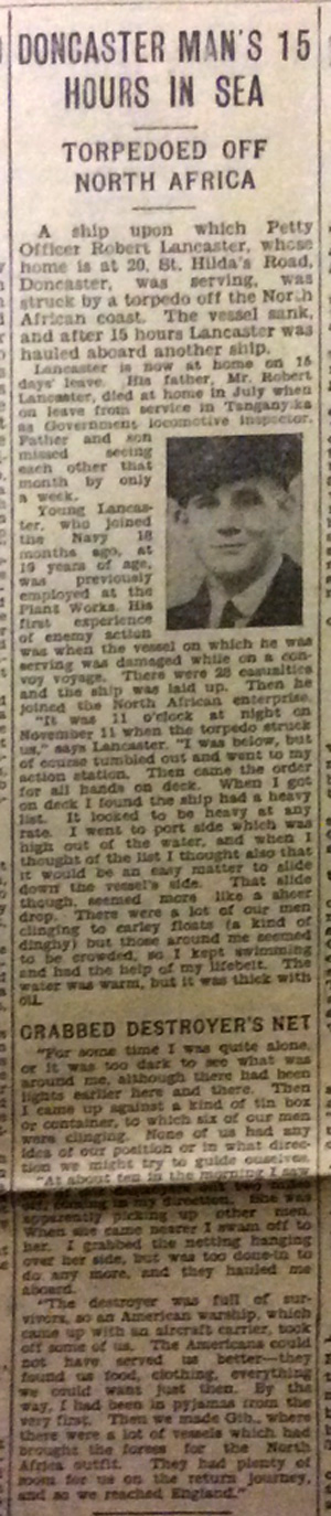 Press cutting about loss of HMS Hecla in
