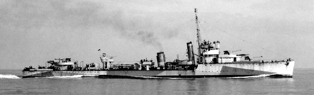 HMS Venomous in Atlantic camoflague