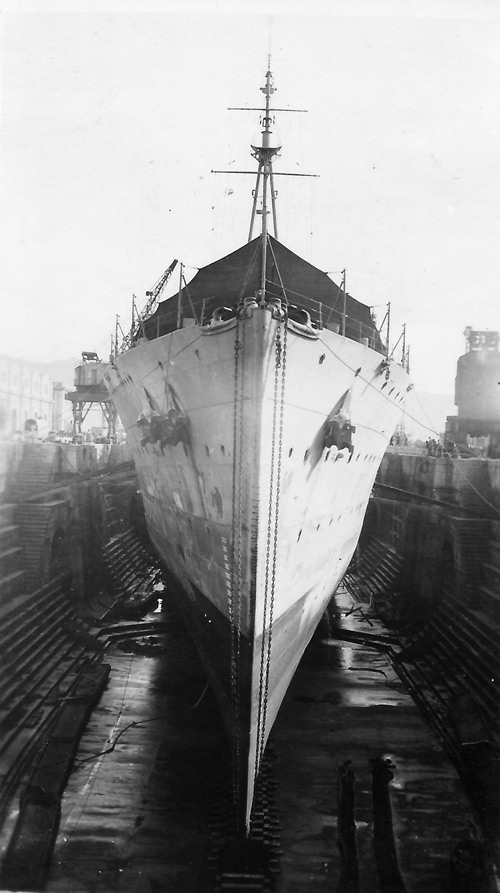 HMS Hecla in the r Dock at Simon's Twn, South Africa, 1942