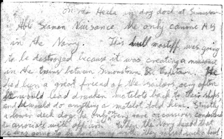 Hand written description of Judst Nuisanmce on reverse of Bob Campelll' photograph