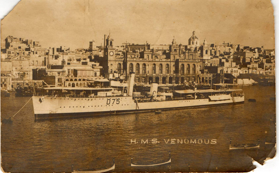 HMS Venomous in Grand Harbour, Malta