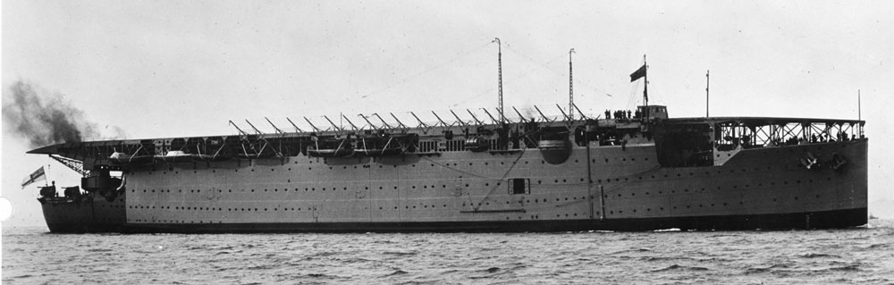 HMS Argus, the Navy's first Aircraft Carrier, late 1920s (Wikipedia)